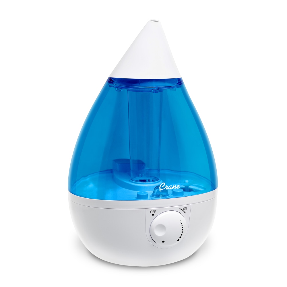 Crane Drop Ultrasonic Cool Mist Humidifier, 1 Gallon, 8-5/8inH x 8-5/8inW x 13-3/8inD, Blue/White (Min Order Qty 2) MPN:EE-5301