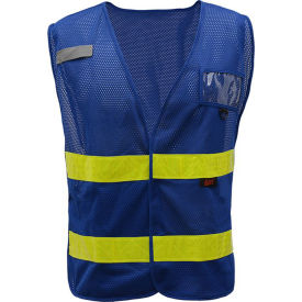 GSS Safety Incident Command Vest- Blue Vest w/Lime Prismatic Tape-One size Fits All 3113