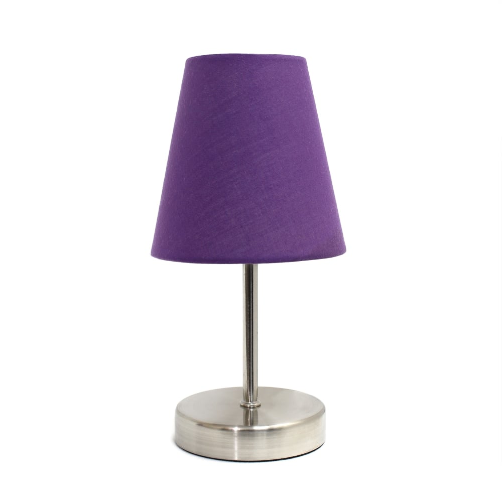 Creekwood Home Nauru Petite Metal Stick Table Lamp, 10-1/2inH, Purple Shade/Sand Nickel Base (Min Order Qty 5) MPN:CWT-2007-PR