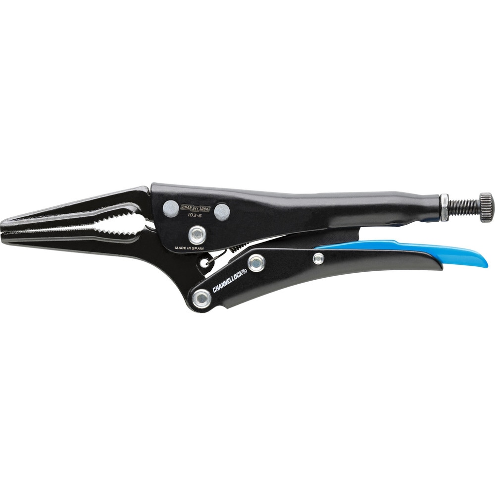 Locking Pliers, Jaw Texture: Serrated , Jaw Style: Long Nose, Straight, Locking , Overall Length Range: 6