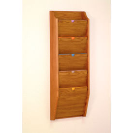 5 Pocket HIPAA Compliant Chart Holder - Medium Oak PCH36-5MO