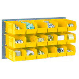 GoVets™ Wall Bin Rack Panel 36 x19 - 8 Yellow 8-1/4x11x7 Stacking Bins 202YL550