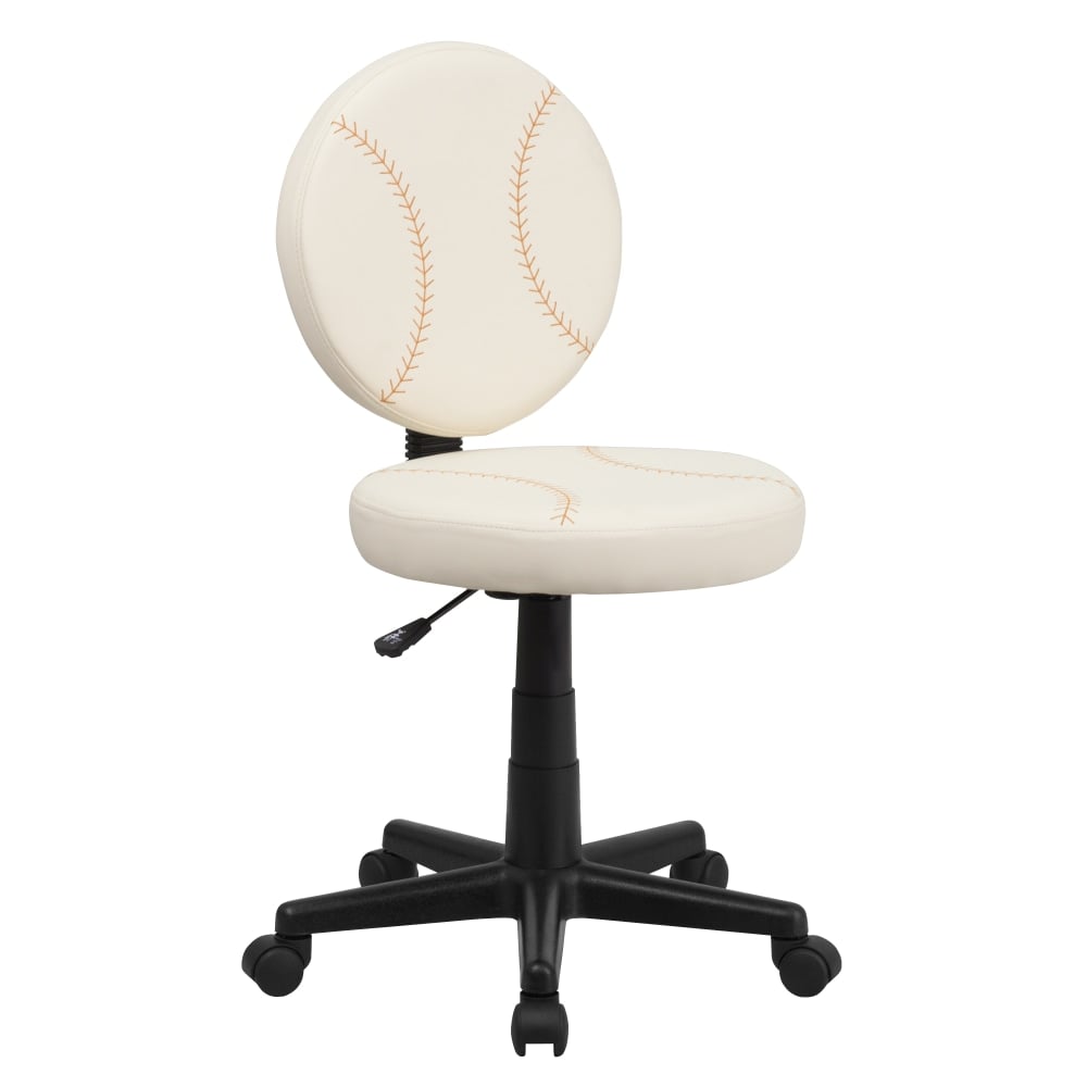 Flash Furniture Vinyl Low-Back Task Chair, Baseball, Brown/Cream/Black MPN:BT-6179-BASE-GG