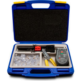 Triplett High-Speed Pass-Thru RJ45 Tool Kit w/ Crimp Tool Connectors Wire Cutter Cable Testers HS-TK