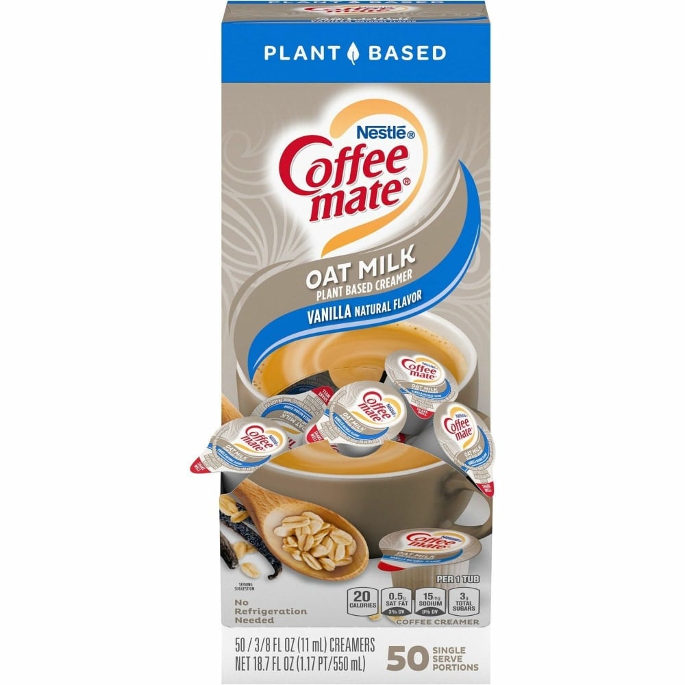 Coffee mate Oat Milk Vanilla Liquid Creamer Singles - Vanilla Flavor - 0.38 fl oz (11 mL) - 50/BoxTub (Min Order Qty 7) MPN:NES19891