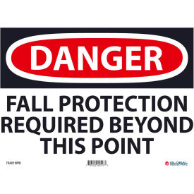 GoVets™ Danger Fall Protection Required 10x14 Pressure Sensitive Vinyl 215PB724
