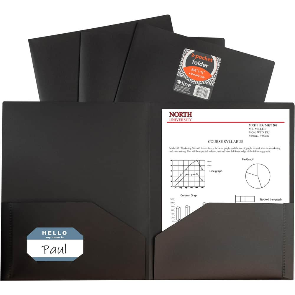 Portfolios, Report Covers & Pocket Binders, Color: Black , Color: Black , Overall Width: 9 , Overall Length: 11.00  MPN:33951-BX