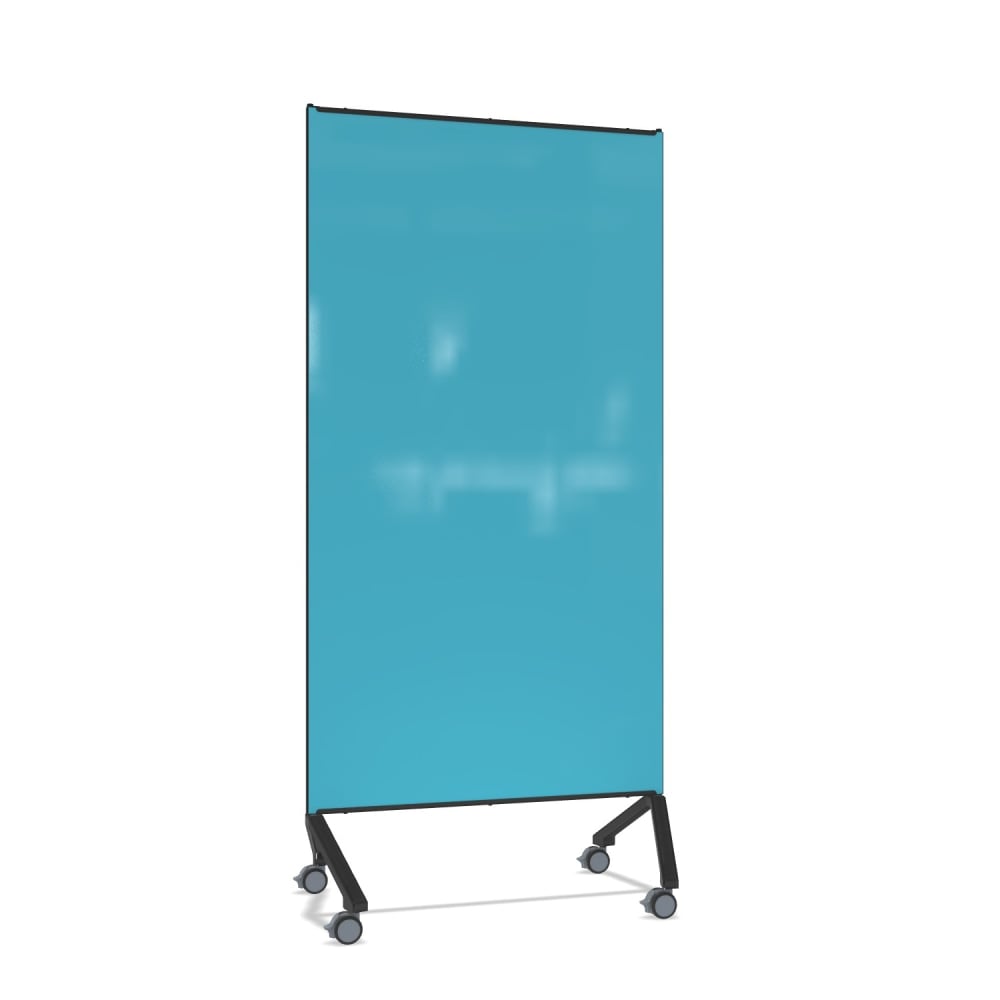 Ghent Pointe Magnetic Mobile Dry-Erase Glassboard, 76-1/2in x 36-3/16in, Blue, Black Metal Frame MPN:PNT1UM7736BLKBE