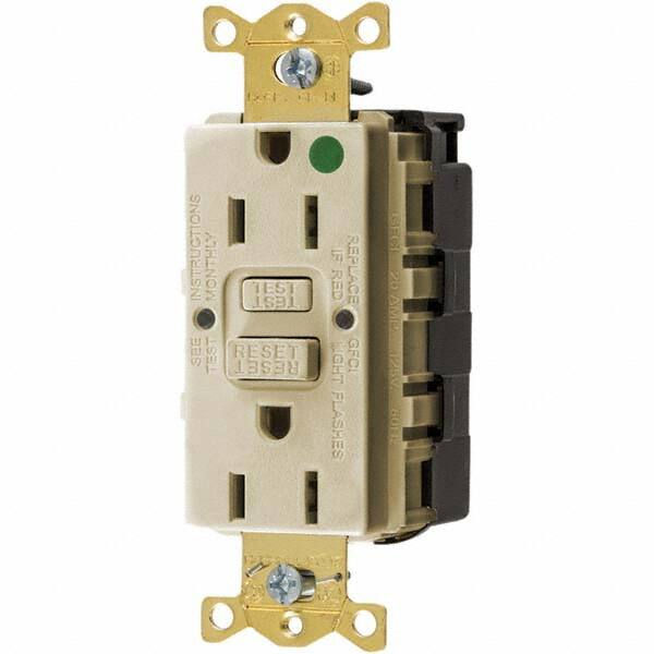 GFCI Receptacles, Grade: Hospital , NEMA Configuration: 5-15R , Amperage: 15 , Reset Type: Manual , Wiring Method: Back  MPN:GFRST82SNAPI