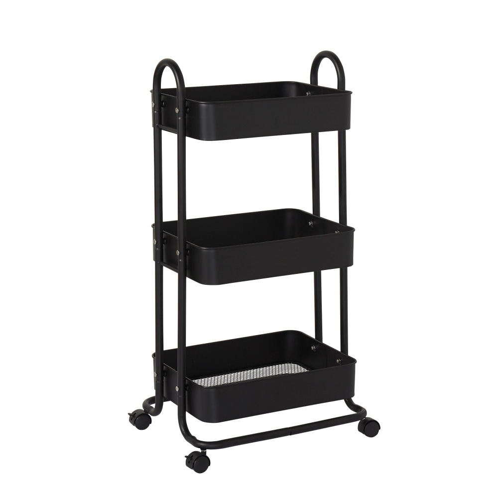 Realspace Mobile 3-Tier Storage Cart, 35-5/8inH x 17-15/16inW x 14-5/16inD, Black (Min Order Qty 3) MPN:MS-CA-008