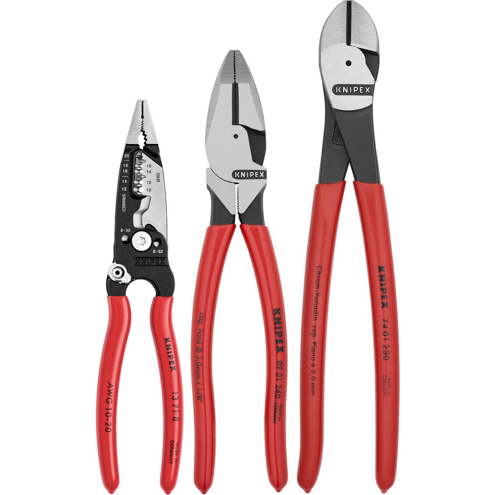 Plier Sets, Plier Type Included: Forged Wire Stripper, Lineman's Pliers, High Leverage Diagonal Cutter , Container Type: None , Handle Material: Plastic MPN:9K 00 80 158 US