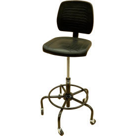 ShopSol™ Workbench Chair with Reverse Braking Casters Polyurethane Black 1010993