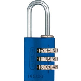 ABUS Anodized Aluminum Resettable 3-Dial Combination Lock 145/20 C - Blue - Pkg Qty 6 14523