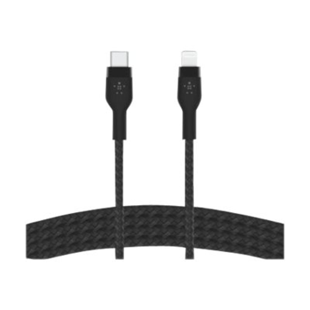 Belkin BoostCharge Pro Flex Braided USB-C To Lightning Cable, 2M/6.6ft, Black (Min Order Qty 4) MPN:CAA011BT2MBK