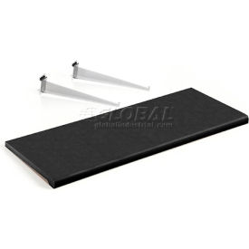 GoVets™ Slatwall Shelf 48 X 15 Black Plastic With 3 Brackets Pack of 4 473ABK968