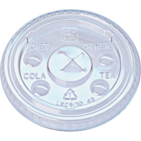 Fabri-Kal® Drink Cup Flat Lids X-Style Straw Slot Fits 9-10 oz. Cold Cups Clear 2500/Carton 9508053