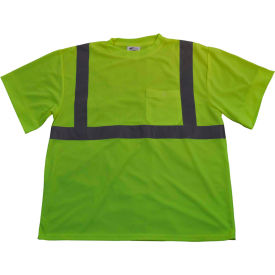 Petra Roc Short Sleeve T-Shirt ANSI Class 2 Polyester Birdseye Mesh Lime 2XL LTS2-2X