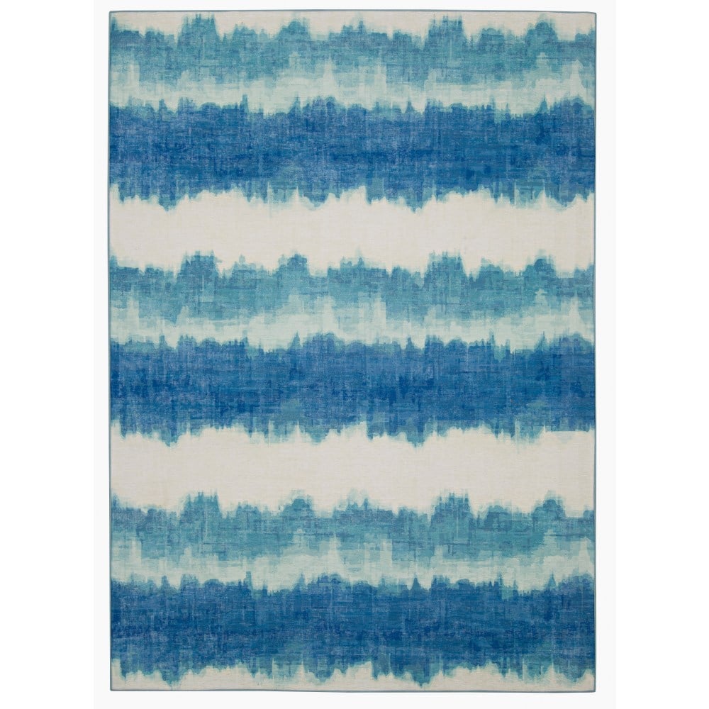 Linon Washable Outdoor Area Rug, Weston, 3ft x 5ft, Ivory/Blue MPN:OD5062