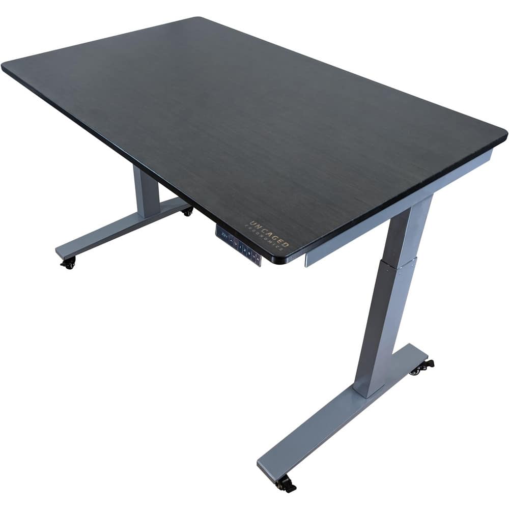 Double Pedestal Desk: MDF Top, Gray & Black MPN:RU2GBKMDF60