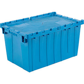 GoVets™ Plastic Attached Lid Shipping & Storage Container 25-1/4x16-1/4x13-3/4 Blue 812BL257