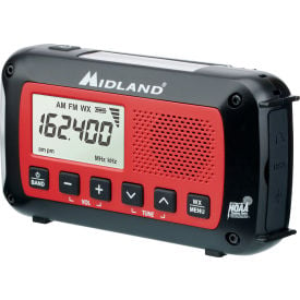 Midland® Emergency Crank NOAA Weather Radio Analog 7 Channels 162.400-162.550 MHz Red/Black ER40