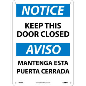 NMC™ Bilingual Plastic Sign Notice Keep This Door Closed 10