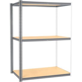 GoVets 3 Shelf Extra Heavy Duty Boltless Shelving Z Beam Add On 60Wx24Dx84H Wood Deck 001GY581