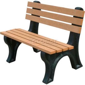 Polly Products Econo Mizer 4' Backed Bench Cedar Bench/Black Frame ASM-EM4B-02-BK/CD