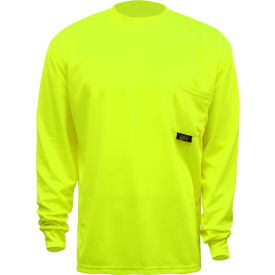 GSS Safety 5503 Moisture Wicking Long Sleeve Safety T-Shirt with Chest Pocket Lime 2XL 5503-2XL