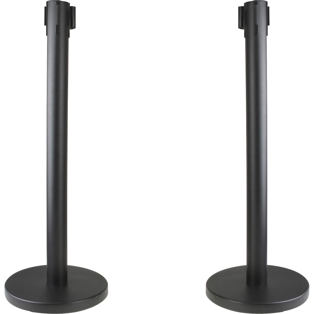 Genuine Joe Crowd-Control Posts With Web Tape, 34in, Black, Pack Of 2 Posts MPN:00466