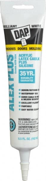 Caulk: 5.5 oz Tube, White, Acrylic & Latex MPN:7079818128