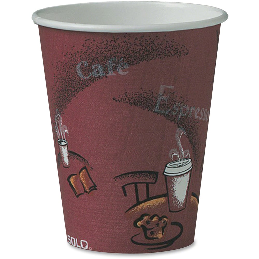 Solo Cup 8 oz Bistro Design Disposable Paper Cups - 50 / Pack - 20 / Carton - Maroon - Paper - Beverage, Hot Drink, Cold Drink, Coffee, Tea, Cocoa MPN:378SI0041CT