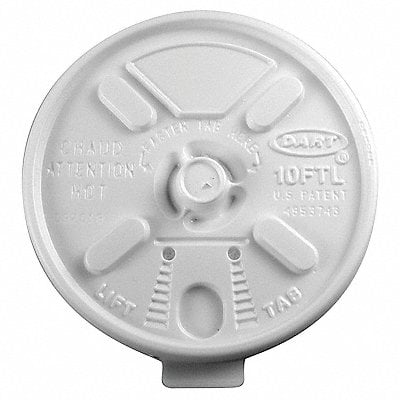 Disp Hot Cup Lid 10 oz White PK1000 MPN:10FTL