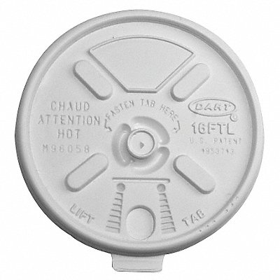 Disp Hot Cup Lid 12oz-24 oz White PK1000 MPN:16FTL