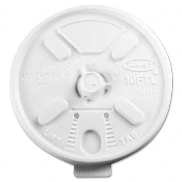 Lift N' Lock Plastic Hot Cup Lids, Fits 10 oz Cups, White, 1000/Carton MPN:DCC10FTL