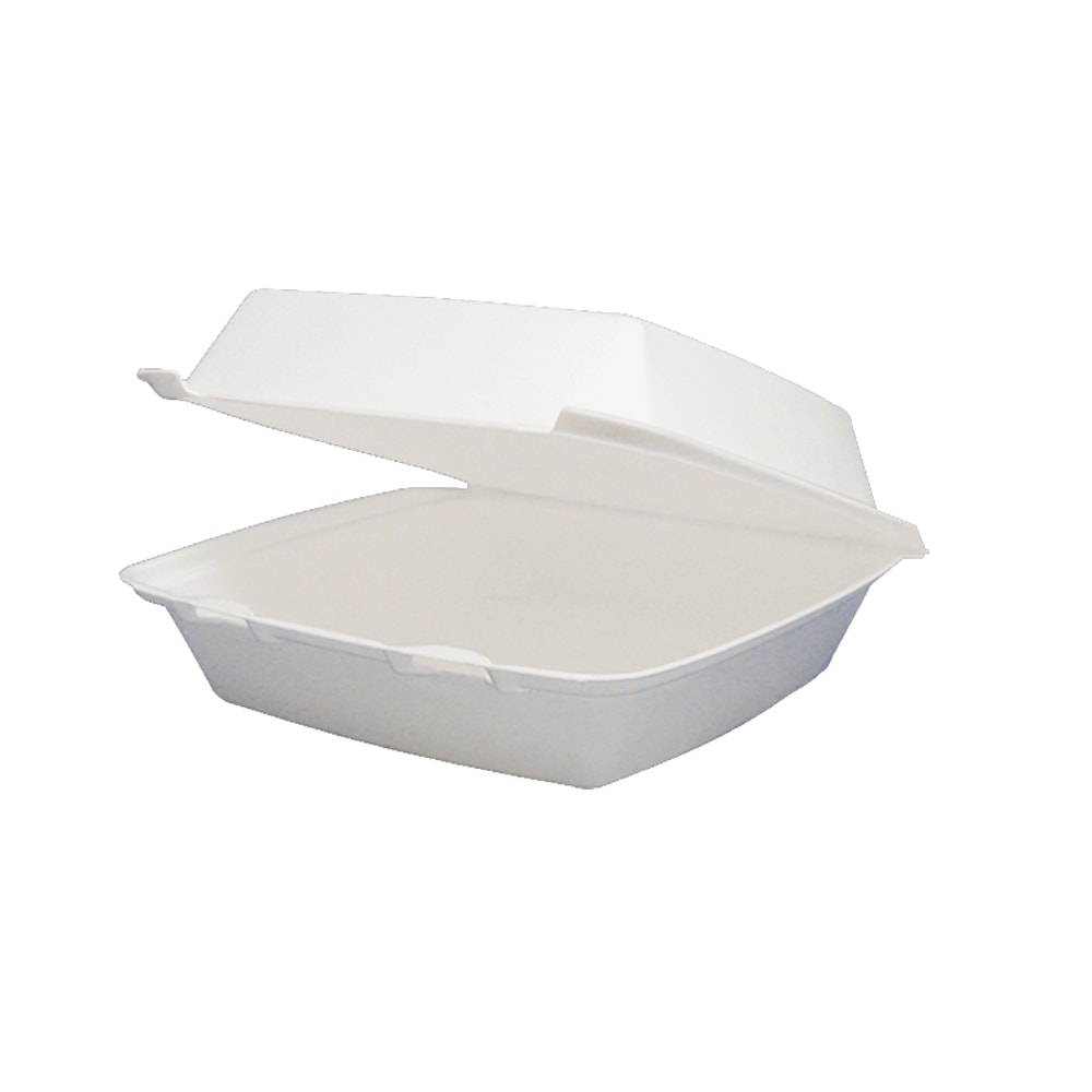 Dart Carryout Food Containers, Foam-Hinged, 1 Compartment, 9 1/2in x 9 1/4in x 3in, White, Pack Of 200 (Min Order Qty 2) MPN:95HT1R
