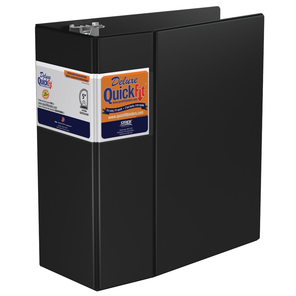 QuickFit Space-Saving Commercial 3-Ring Binder, 5in D-Rings, 50% Recycled, Black (Min Order Qty 2) MPN:29071