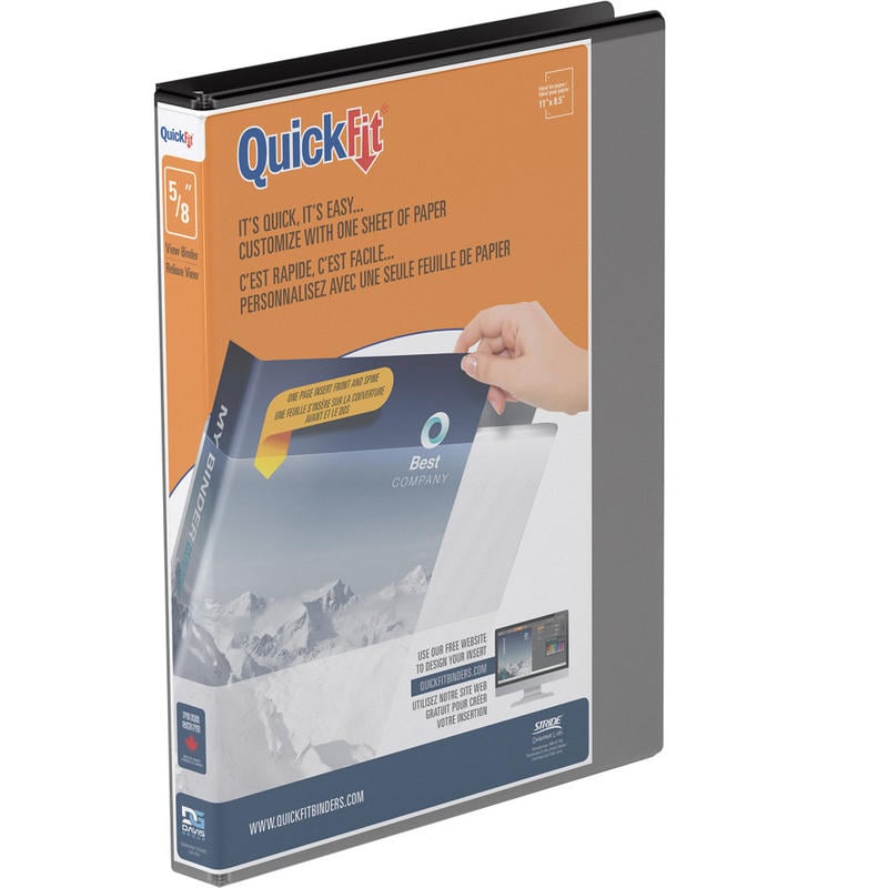 QuickFit View 3-Ring Binder, 5/8in Round Rings, Black (Min Order Qty 10) MPN:8700-01