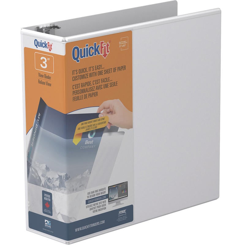 QuickFit View 3-Ring Binder, 3in Round Rings, White (Min Order Qty 4) MPN:8714-00