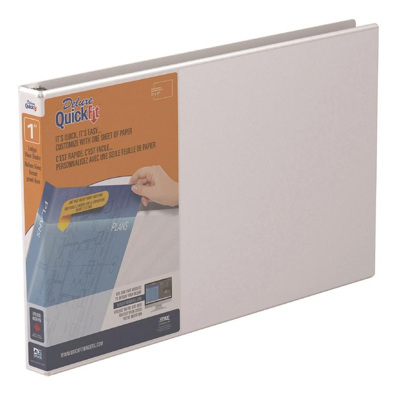 QuickFit 3-Ring Binder, Spreadsheet, 1in Locking Angle D-Rings, White (Min Order Qty 3) MPN:94010