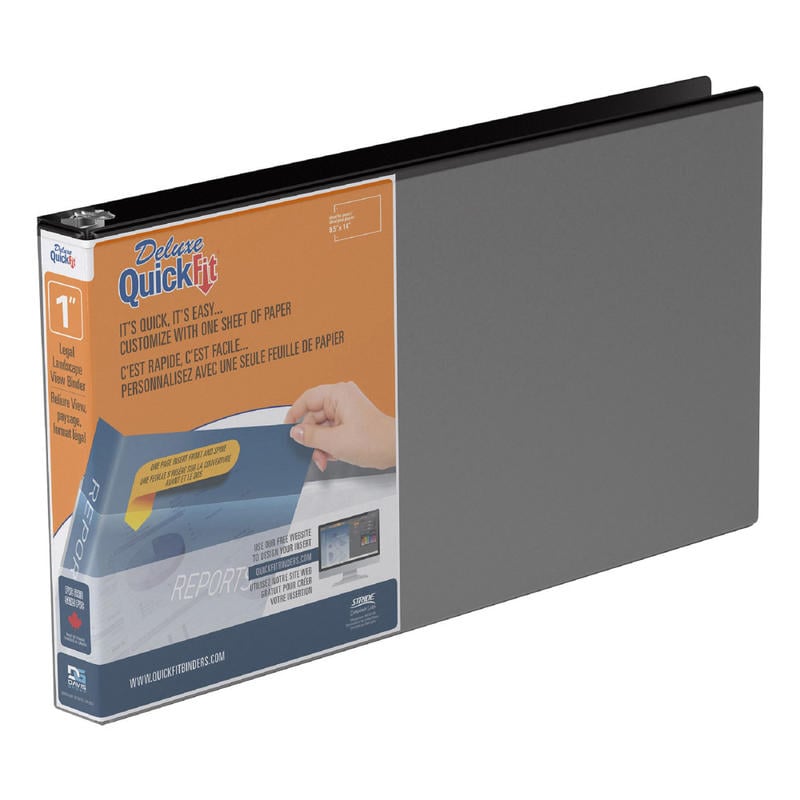 QuickFit Heavy Duty View 3-Ring Binder, Spreadsheet, 1in Round Rings, White (Min Order Qty 3) MPN:95011L