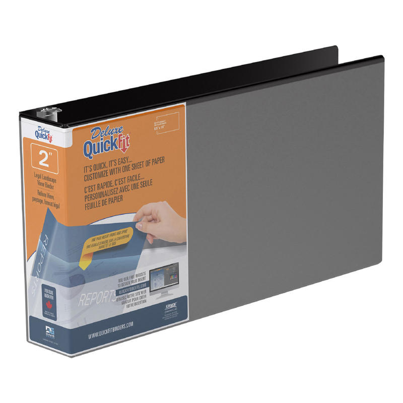 QuickFit Legal Landscape Overlay 3-Ring Binder, 2in Round Rings, 50% Recycled, Black (Min Order Qty 3) MPN:95031L