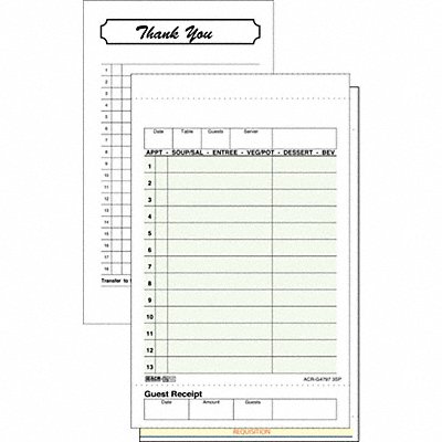 Guest Checks 3-Part Carbonless PK8 MPN:ACR-G4797-3SP