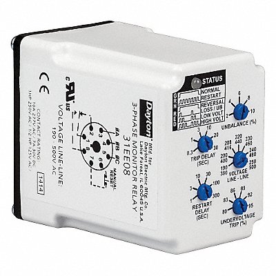 Phase Monitor Relay 190-500VAC Plug SPDT MPN:PMPU-B18