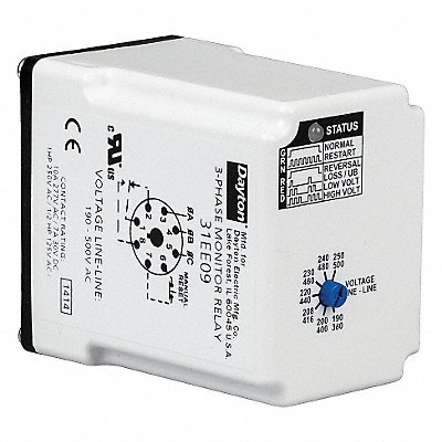 Phase Monitor Relay 190-500VAC Plug SPDT MPN:PMPU-FA8B18