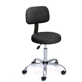 Boss Medical Stool with Backrest - Vinyl - Black B245-BK