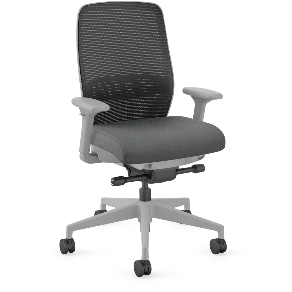 HON Nucleus Task Chair KD - Black Fabric Seat - Black Back - Titanium Frame - Armrest - 1 Each MPN:NR12SAMC19BI