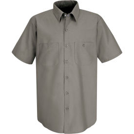 Red Kap® Men's Industrial Work Shirt Short Sleeve Gray Long-2XL SP24 SP24GYSSLXXL