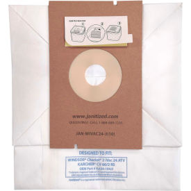 Windsor Paper Vacuum Bag For Chariot 2 iVac 24 ATV 10/Pack 100/Case - JAN-WIVAC24-3(10) JAN-WIVAC24-3(10)