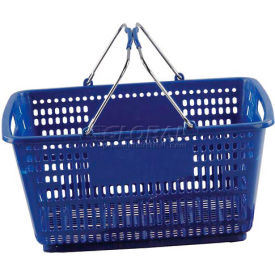 VersaCart ® Blue Plastic Shopping Basket 30 Liter w/ Plastic Grips Wire Handle Pack Qty of 20 203-30L-DBL-20